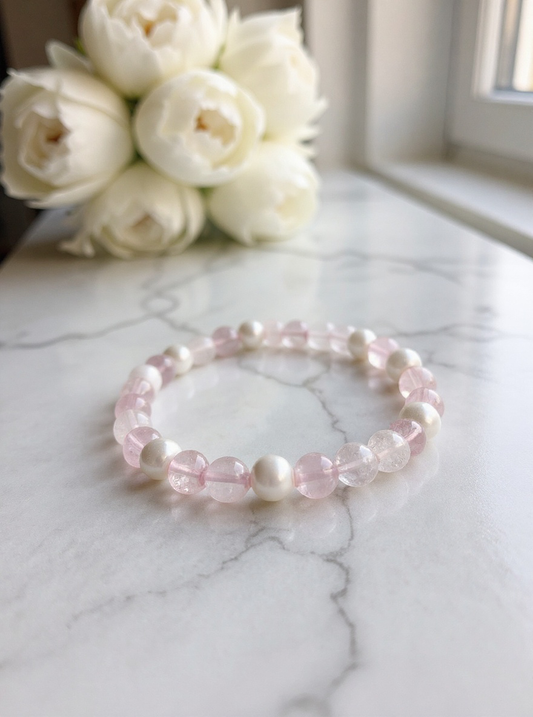 Rosa kristallarmband i rosenkvarts