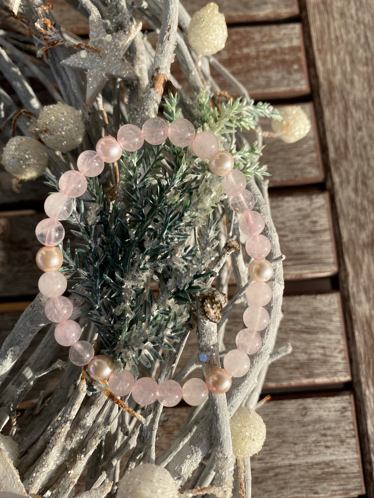 Rosa kristallarmband i rosenkvarts