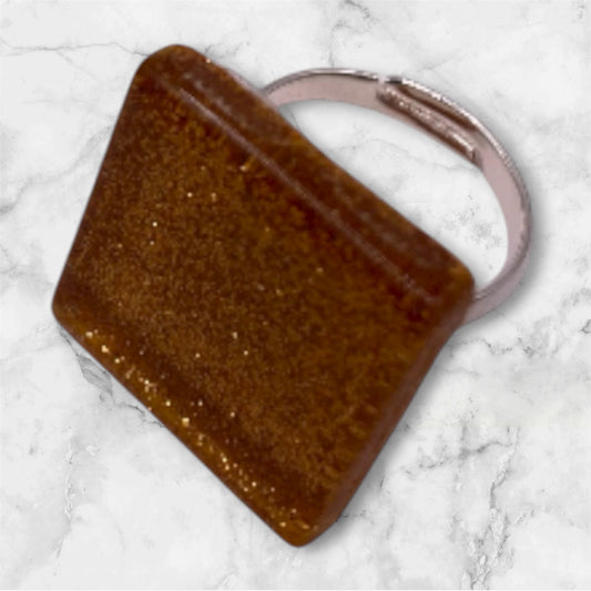 Bärnstensskimrande mosaik ring