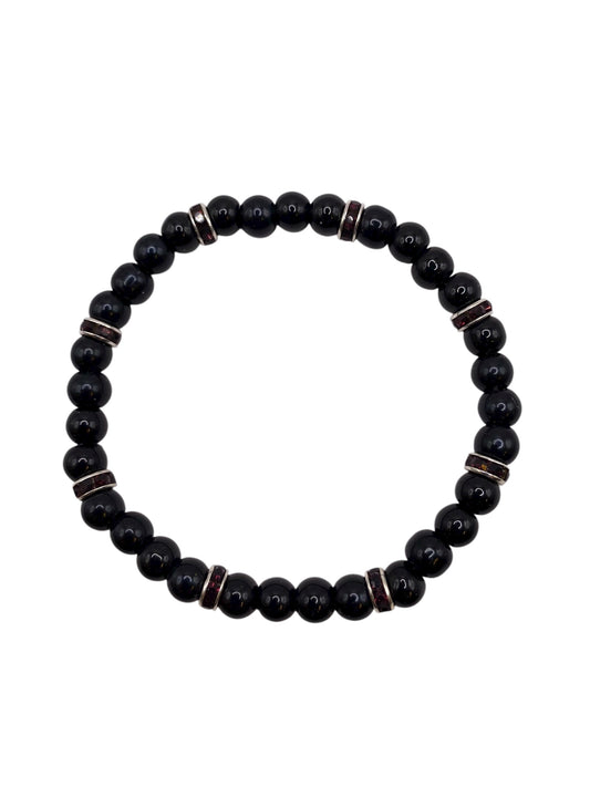 Svart pärlarmband med svarta strasstenar