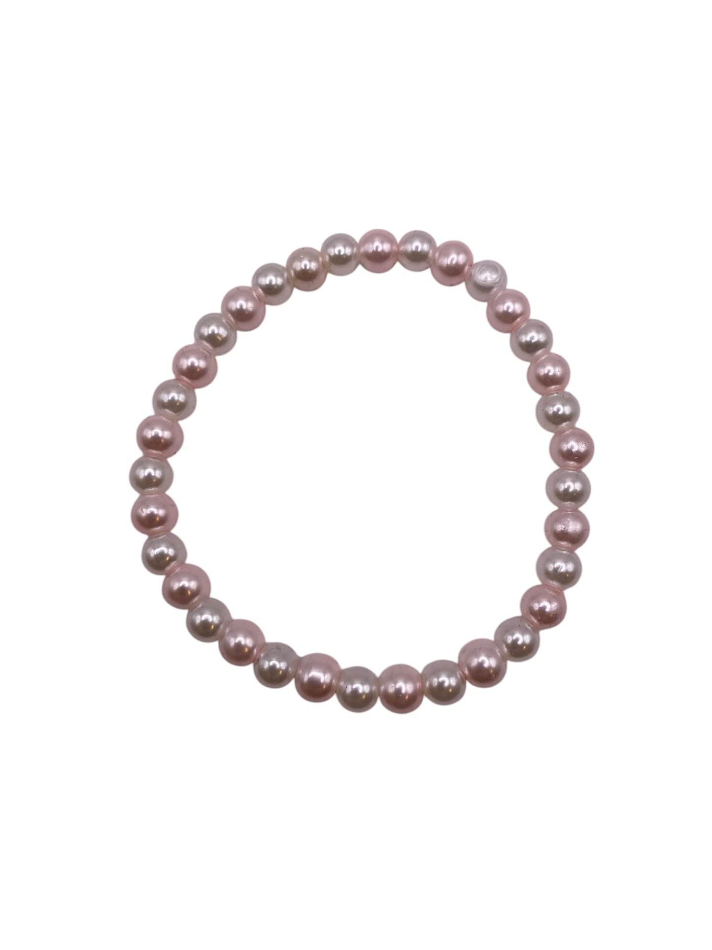 Pärlarmband med vita och rosa vaxade glaspärlor