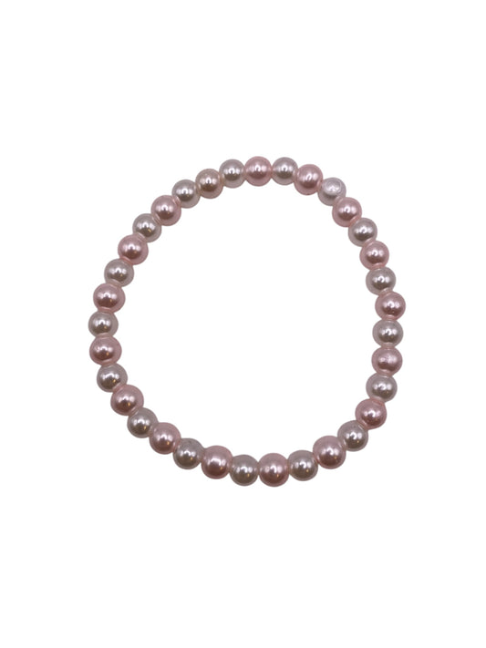 Pärlarmband med vita och rosa vaxade glaspärlor