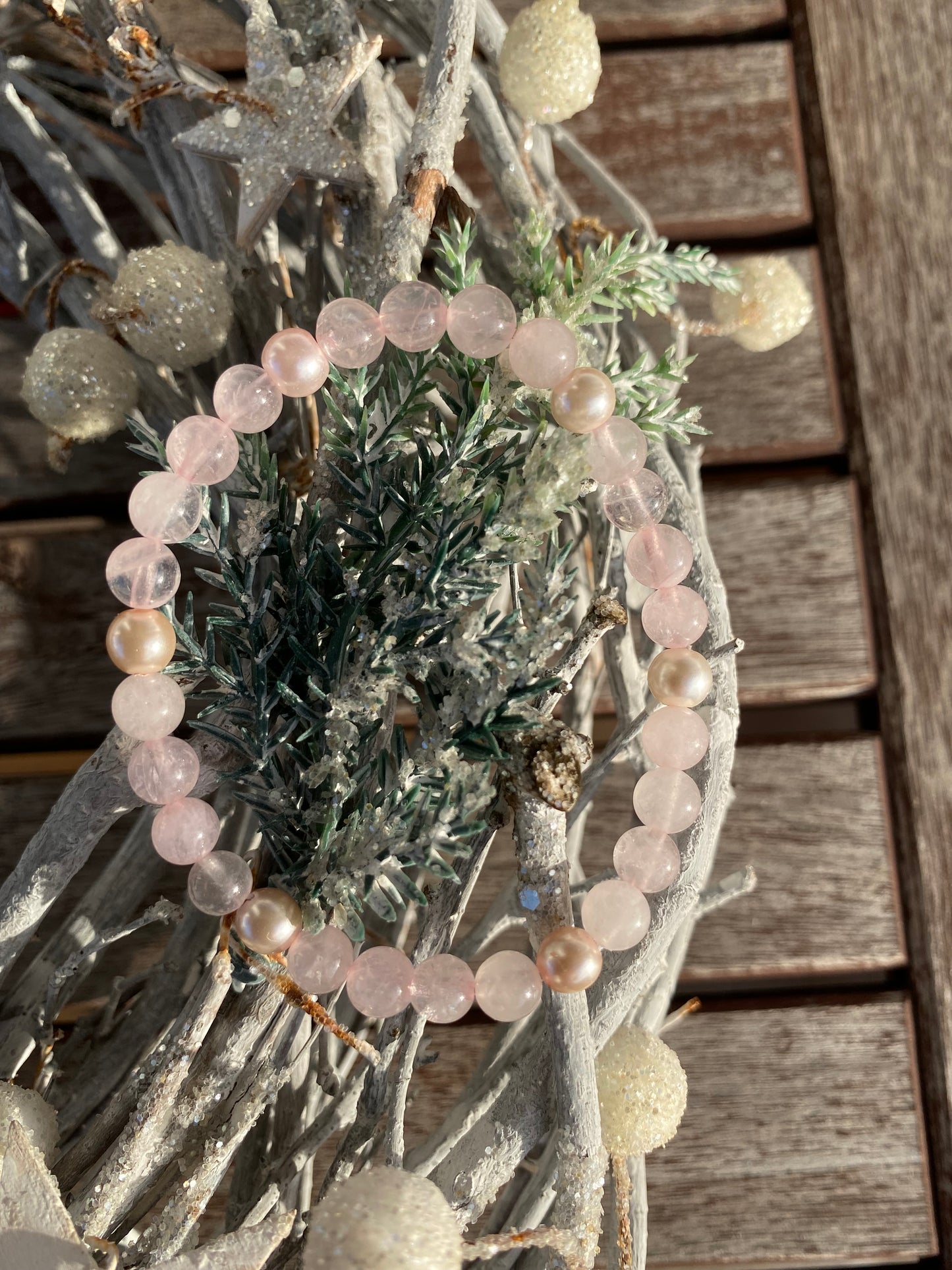 Rosa kristallarmband i rosenkvarts