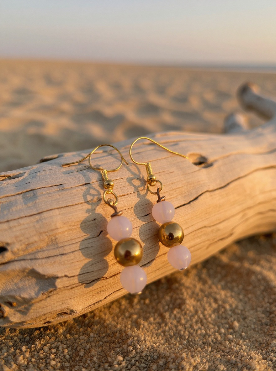 Örhängen med guld och vita pärlor